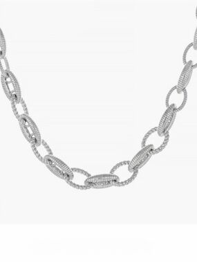 Judith Ripka Sterling Silver Berge, Rope & Pave CZ Link Necklace, 18”